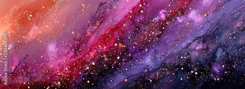 Swirling cosmic nebula with vibrant colors and twinkling stardust