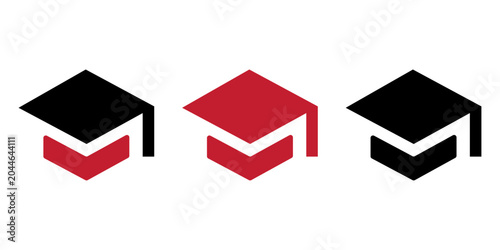 Graduation cap icon set, academic education symbol collection, university achievement and learning sign