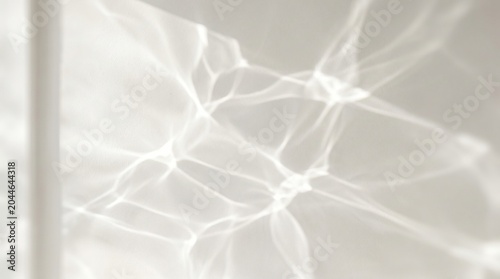 Minimalist Abstract Caustic Light Patterns and Water Reflection Ripple Effect on White Neutral Background, Soft Sunlight Shimmering Overlay for Product Branding and Wellness
