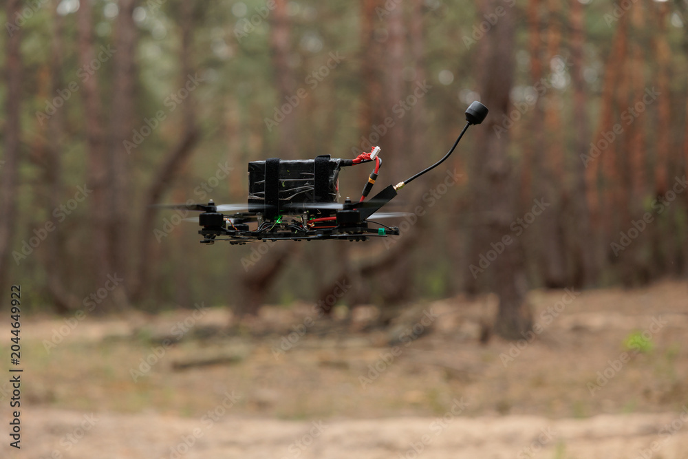 Obraz premium drone flies into the forest