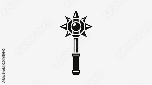 Medieval spiked mace weapon icon silhouette.