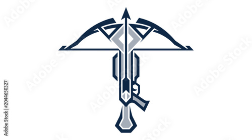 Modern Stylized Crossbow Weapon Icon Design.
