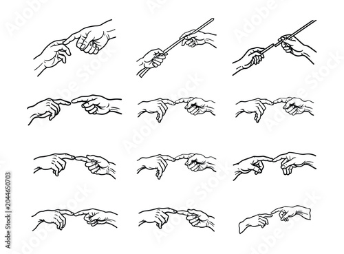 A collection of various hand gestures and positions