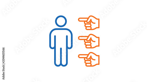 Schilderij op canvas Social pressure and bullying concept icon, hands pointing at a person vector ill