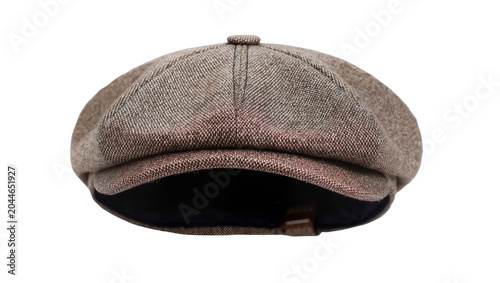 Schilderij op canvas Brown tweed flat cap with button detail