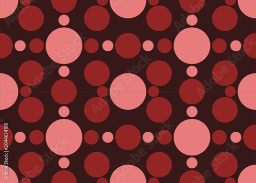 Red polka dots in gradient shades and sizes on a burgundy background use for fabric, textile, clothing, carpet, wallpaper, backdrop, cloth bag ,home decoration elements , vector illustration.