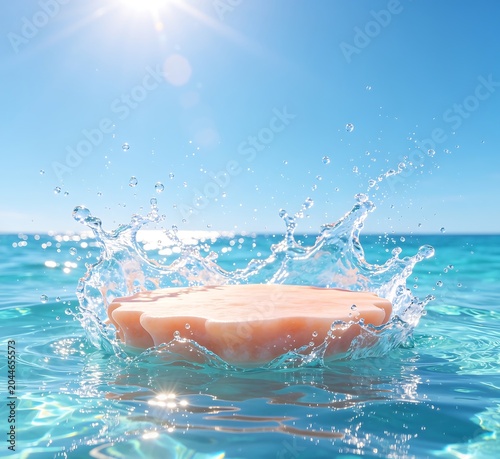 3D energetic summer-themed product presentation stage