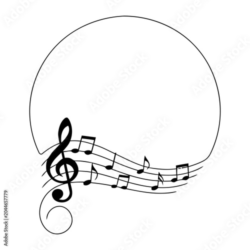 Treble clef music frame with notes on a circular line