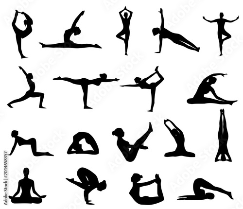 Yoga Pose Silhouettes Collection for Fitness and Wellness