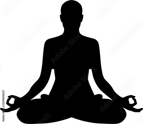 Yoga Person Silhouette in Lotus Pose for Mindfulness and Wellness