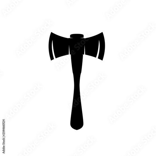 Valokuva Double-bladed axe black silhouette graphic icon isolated on white background