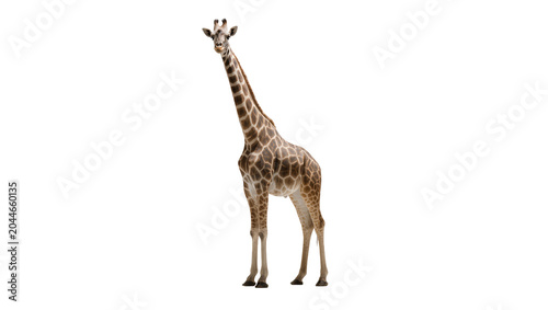 Photos Giraffe standing full body, white