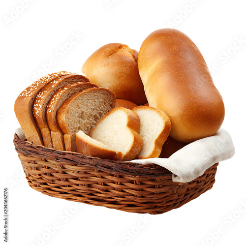 Assortment Fresh Baked Bread Loaves Slices Isolated On Transparent Background