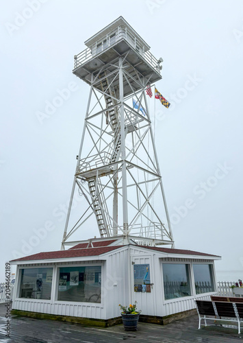 Light Tower on Ocean City Boardwalk in Misty Weather