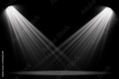 Bild auf Leinwand A dramatic spotlight illuminates an empty stage while the surroundings remain dark