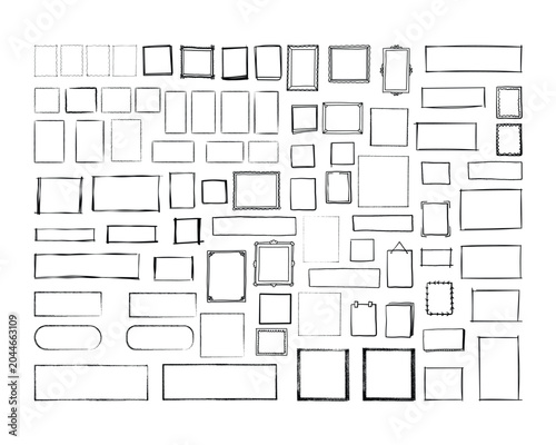 Hand Drawn Doodle Frames Collection Vector Set Isolated on White Background