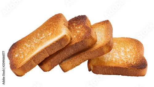 Fotografie Stack of golden brown toasted bread slices