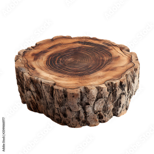 Rough Bark Tree Stump Cross Section Visible Isolated On Transparent Background