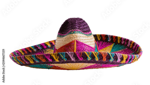 Quadro su tela Colorful woven sombrero hat with decorative stitching