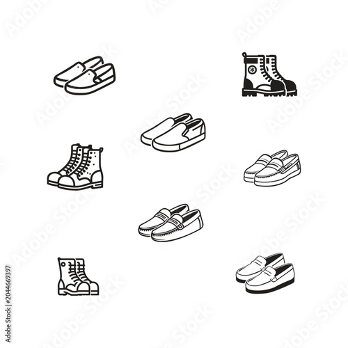 Shoe icons set logo template