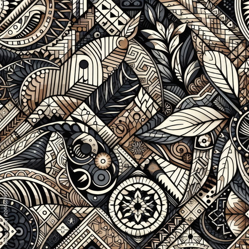 Premium Chontal Dream Leaf Tribal Mosaic Background
