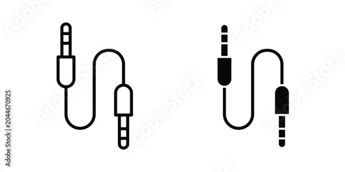 Foto Audio Cable icon set in black, suitable for graphic projects and designs