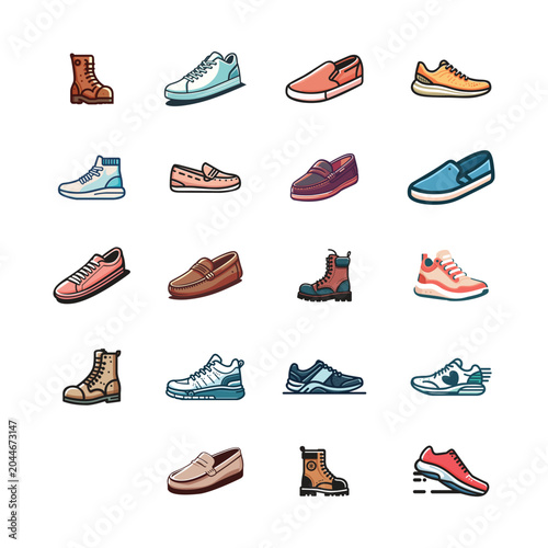 Shoe icons set logo template