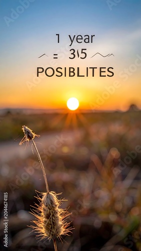 Golden Wild Grass Silhouette Glowing at Sunset in Blurred Field with Motivational Text