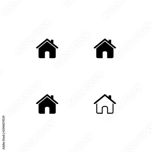 Modern Home Outline Icon Collection – Minimal Residential House Symbols