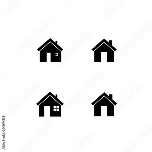 Modern Home Outline Icon Collection – Minimal Residential House Symbols