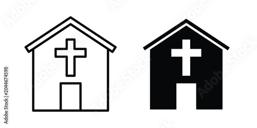 Photos Church icon set in black, suitable for graphic projects and designs