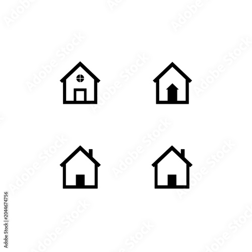 Modern Home Outline Icon Collection – Minimal Residential House Symbols