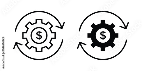 Tableau sur toile Costs optimization icon set in black, suitable for graphic projects and designs