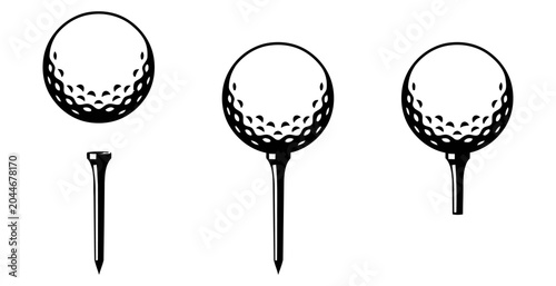 Golf balls and tees isolated on white, concept of the game