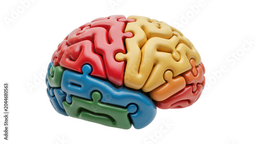 Bild auf Leinwand Colorful puzzle brain model with distinct lobes