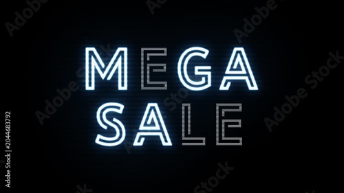 mega sale neon text flickering