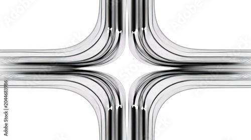 Abstract chrome pipes design isolated on white background
