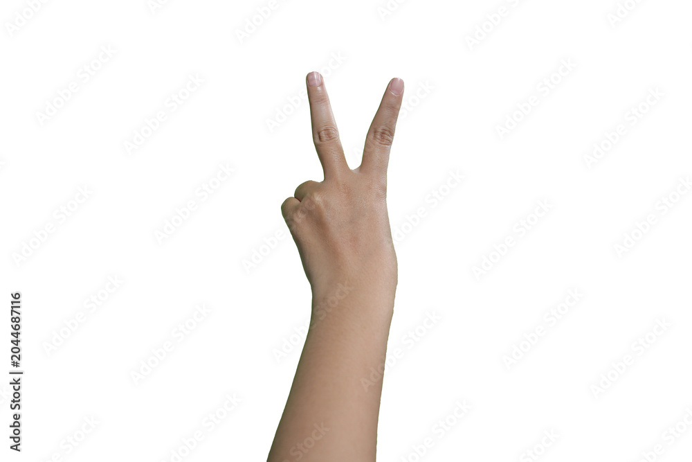 Naklejka premium Set of counting hand women sign isolated on white background