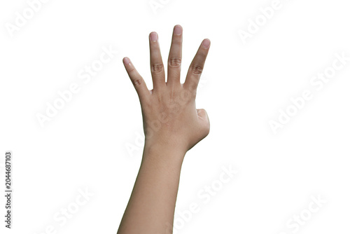 Set of counting hand women sign isolated on white background