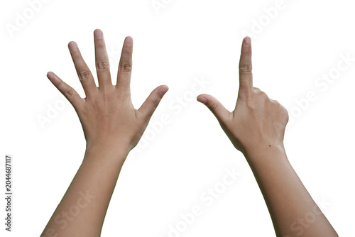 Set of counting hand women sign isolated on white background
