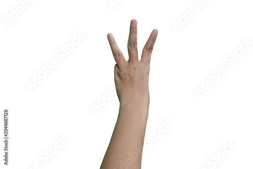 Set of counting hand women sign isolated on white background