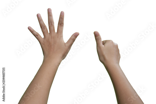Set of counting hand women sign isolated on white background