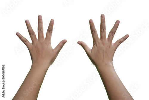 Set of counting hand women sign isolated on white background