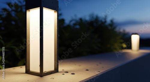 Modern Outdoor Pathway Lights Illuminate Evening Ambiance.