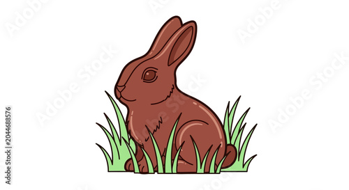 Schilderij op canvas Brown rabbit sitting in grass field.