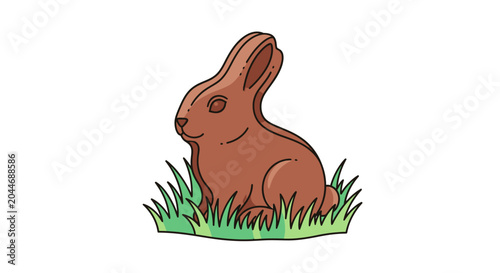Foto Brown Rabbit Sitting in Green Grass.
