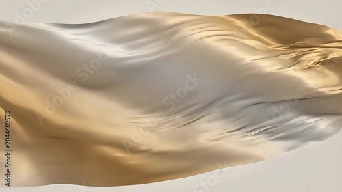 Elegant flowing golden fabric with smooth, reflective waves and subtle color gradient.