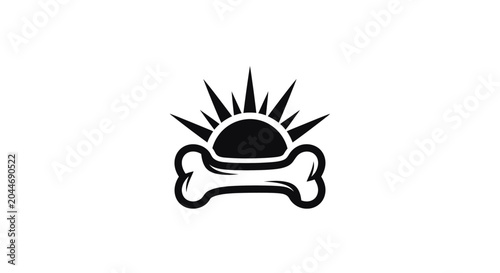 Illustrated Bone with Radiating Sunburst Design Logo.