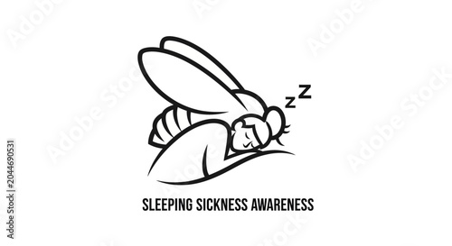 Cute cartoon bee sleeping with awareness message.