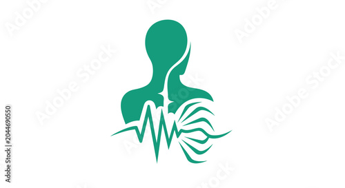 Silhouette Human Heartbeat Healthcare Medical Logo Design.